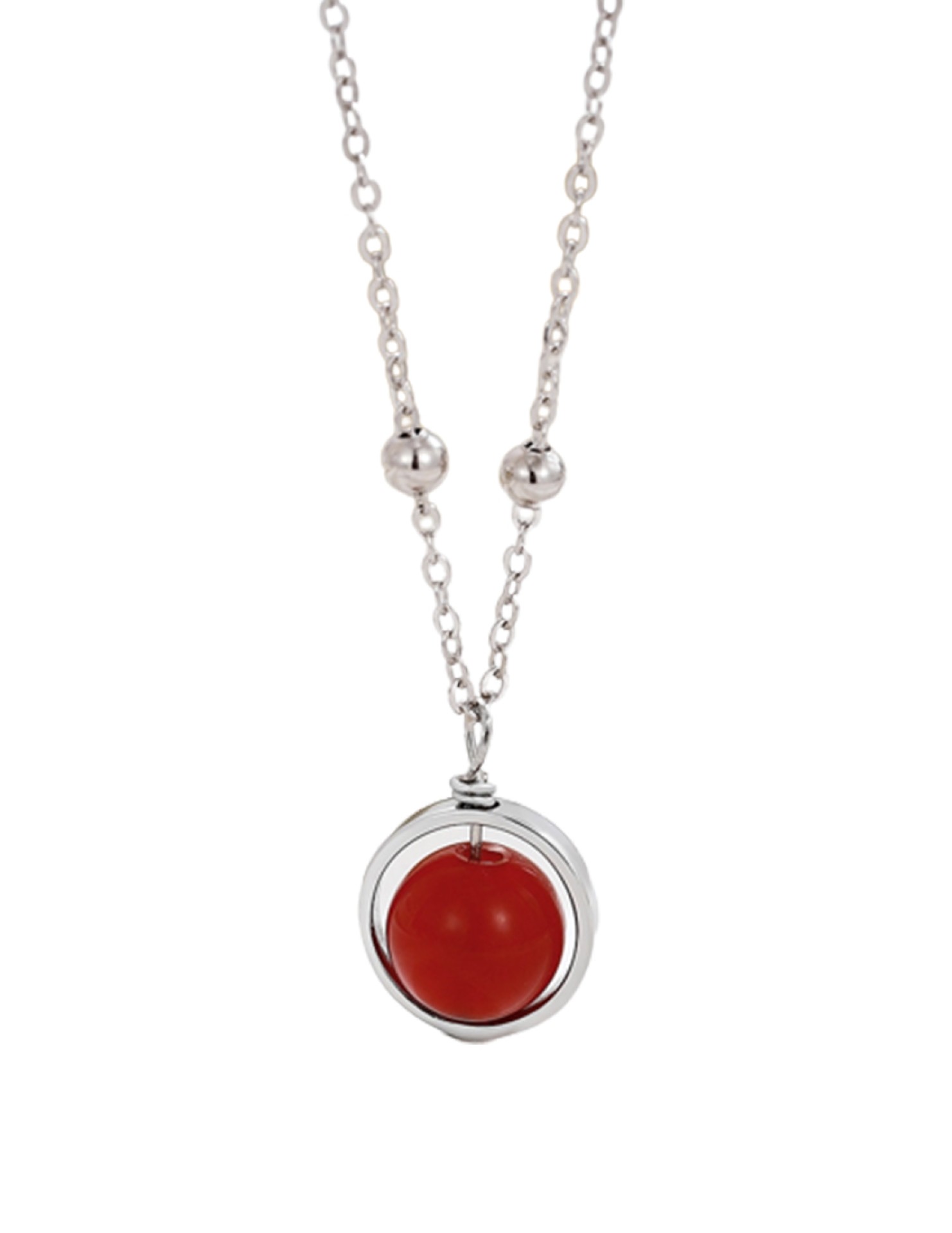 LDR6226P S925純銀地球儀黑瑪瑙項鏈