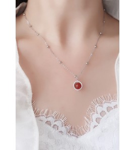 LDR6226P S925純銀地球儀黑瑪瑙項鏈