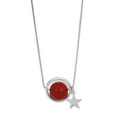 LDR6226S S925純銀地球儀黑瑪瑙星星項鏈