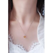 LDR6230B S925純銀地球儀黃瑪瑙項鏈