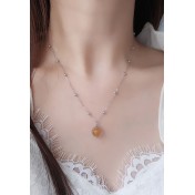 LDR6230P S925純銀地球儀黃瑪瑙項鏈