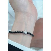 LDR6238-4mm S925純銀小魚黑瑪瑙手鏈