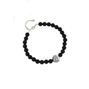 LDR6238-6mm  S925純銀小魚黑瑪瑙手鏈