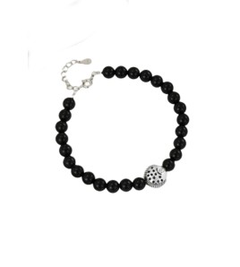 LDR6238-6mm  S925純銀小魚黑瑪瑙手鏈