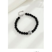 LDR6238-6mm  S925純銀小魚黑瑪瑙手鏈