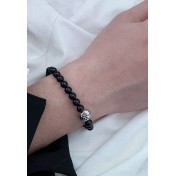 LDR6238-6mm  S925純銀小魚黑瑪瑙手鏈