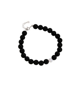 LDR6239B S925純銀黑白瑪瑙手鏈