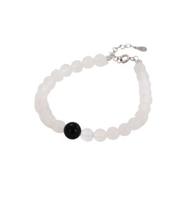 LDR6239 S925純銀黑白瑪瑙手鏈