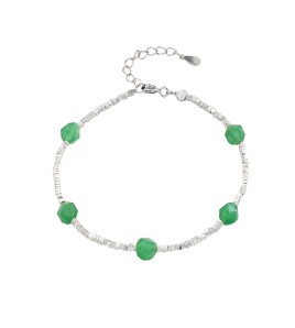 LDR6240 S925純銀東陵玉切面珠方塊手鏈