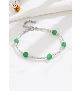 LDR6240 S925純銀東陵玉切面珠方塊手鏈