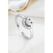 LDR9202 S925純銀笑臉開口戒指