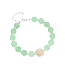 LDR9205 S925純銀玫瑰花母貝手鏈