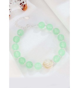 LDR9205 S925純銀玫瑰花母貝手鏈