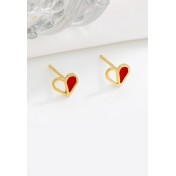 LDR9228 S925純銀紅色愛心耳環