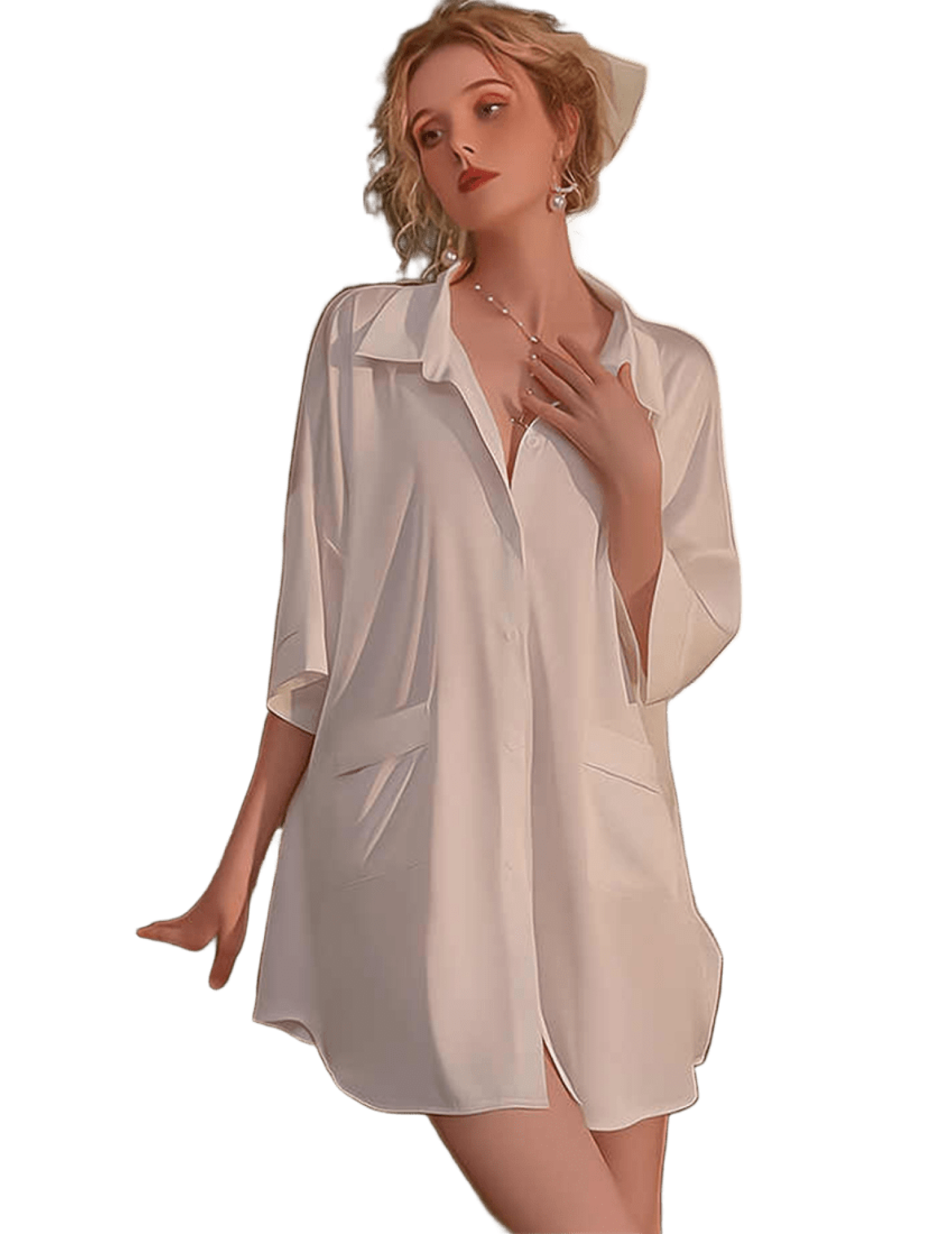 LDZ5016女士睡衣上衣 拼色