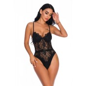 LDB1061女士性感V領吊帶睡裙黑色