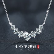 LMZJ062 - 1.7-Carat Moissanite (3mm/3.5mm/4mm*2+5mm) Moissanite Necklace