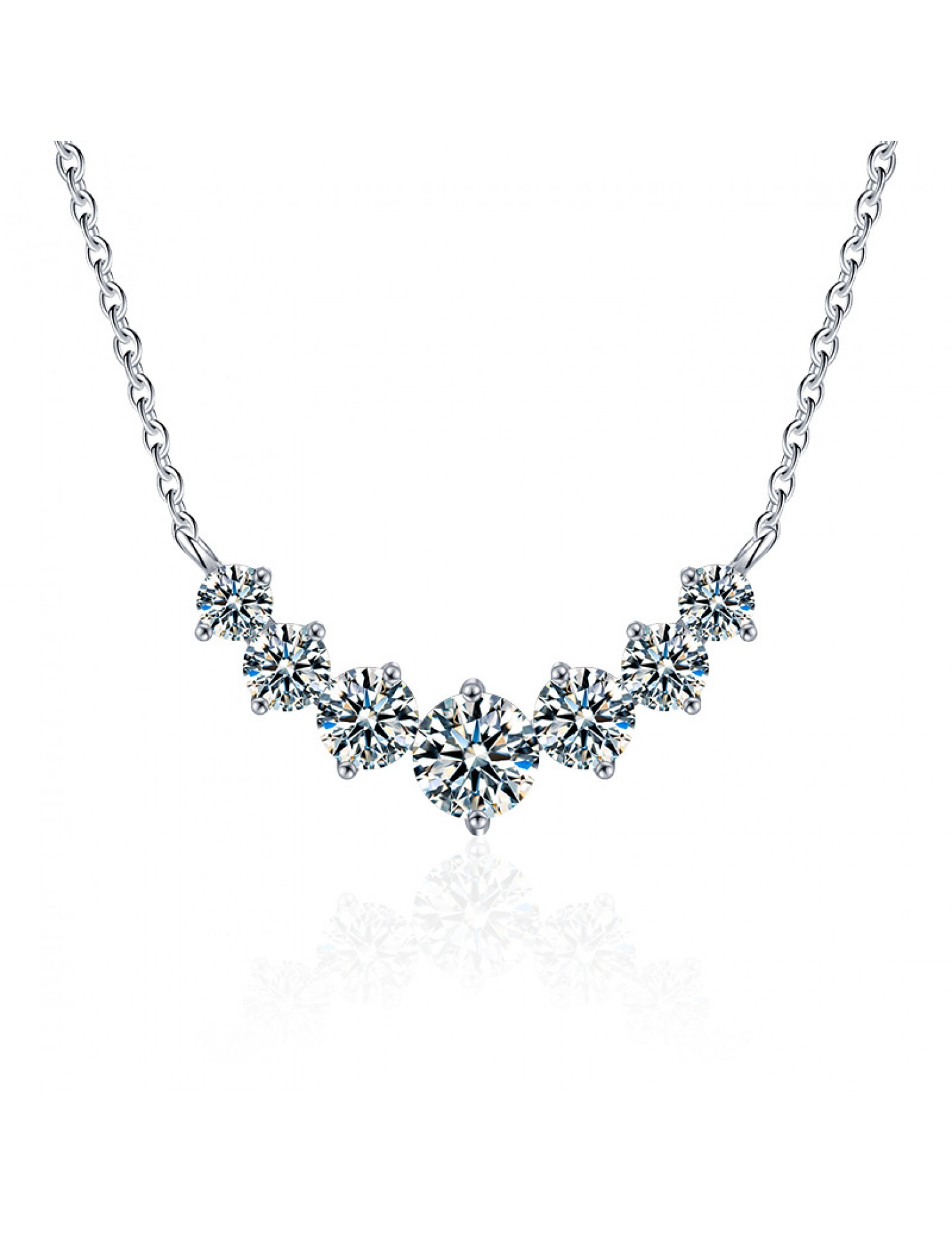 LMZJ062 - 1.7-Carat Moissanite (3mm/3.5mm/4mm*2+5mm) Moissanite Necklace