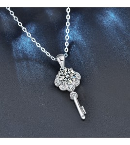 LMZJ079-莫桑鑽1克拉莫桑鑽（925銀）項鍊