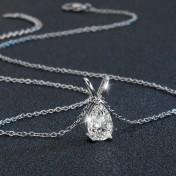 LMZJ098-莫桑鑽1.5克拉莫桑鑽（水滴6*9mm）項鍊