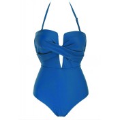 LNM5004 韓國女士連身泳衣 藍色