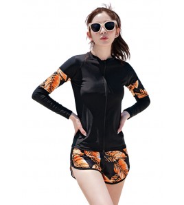 LNN5058 韓國女士長袖防曬泳衣 黑色