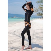 LNN5058 韓國女士長袖防曬泳衣 黑色