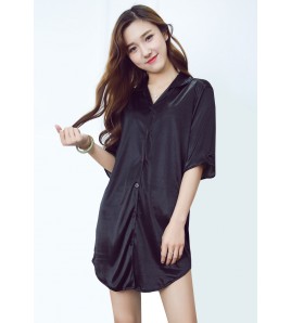 SWW9003-女士一件式居家睡裙 (黑色)