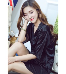 SWW9003-女士一件式居家睡裙 (黑色)