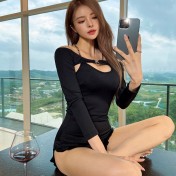 LKZ250175 LYCKA Korean Style One Piece Swimwear 