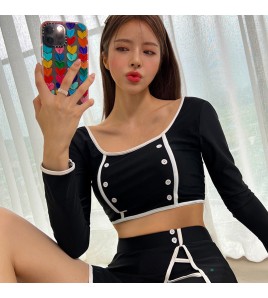 LKZ250346 LYCKA Korean Style One Piece Swimwear 