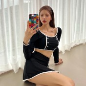 LKZ250346 LYCKA Korean Style One Piece Swimwear 