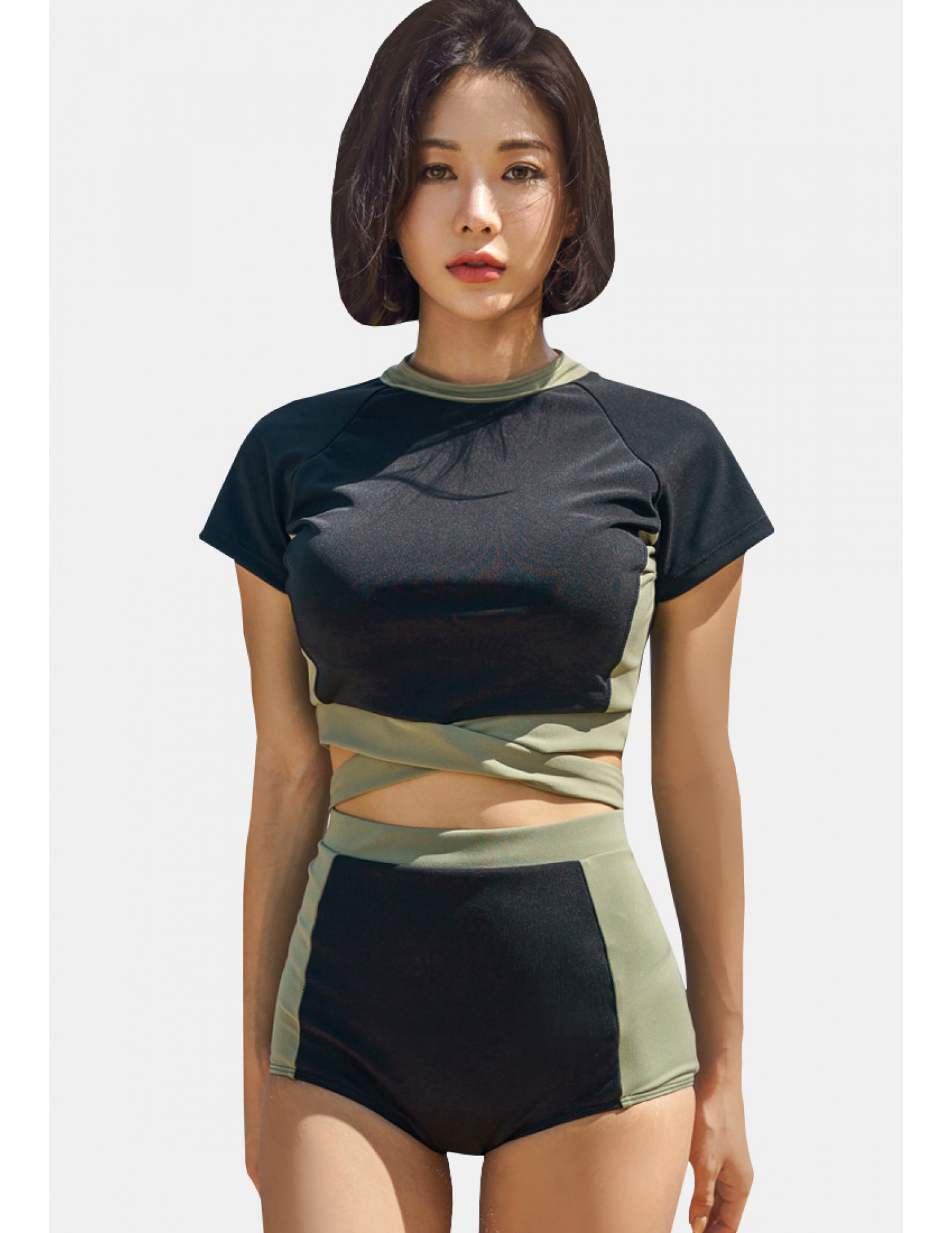 c- 女士夏天分體泳衣 (黑色)