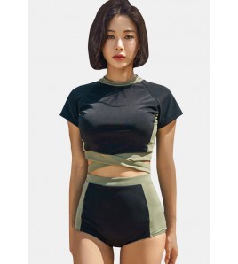 c- 女士夏天分體泳衣 (黑色)