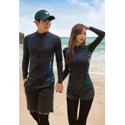 LNT7003韓風女士女士長袖連體衝浪泳衣（5 件套）黑色