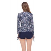 LYH3002歐美風格女士女士長袖連體衝浪泳衣軍藍色