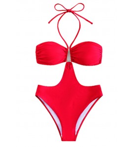 LYM3050歐洲時尚女士連體泳衣紅色