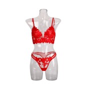 LSFA110FHN1039 法式性感內衣聚攏深V百合花朵刺繡網紗文胸情趣內衣多碼