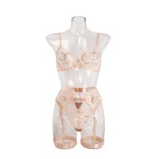 LSFA110GYC1010 情趣內衣性感刺繡花朵吊墜復雜重工藝四件套