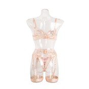 LSFA110GYC1010 情趣內衣性感刺繡花朵吊墜復雜重工藝四件套