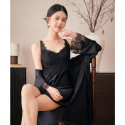 LCLN112100118 新款帶胸墊女士性感吊帶睡裙女夏季薄款絲綢緞面睡裙睡袍女