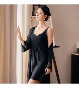 LCLN112100118 新款帶胸墊女士性感吊帶睡裙女夏季薄款絲綢緞面睡裙睡袍女