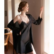 LCLN112100120 春夏新款性感吊帶睡裙女夏薄款絲綢睡袍套裝透氣居家睡裙女