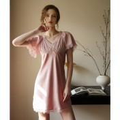 LCLN112100121 春夏新款連衣裙短袖薄款透氣短裙居家性感睡衣女夏