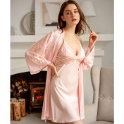 LCLN112100125 春夏新款女式蕾絲睡衣套裝性感吊帶睡裙兩件絲綢睡袍女夏