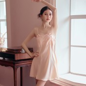 LCLN112100126 新款刺繡花邊性感抹胸睡裙女絲綢透氣四季可穿性感吊帶睡裙