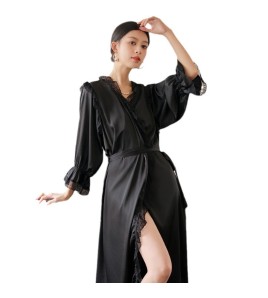 LCLN112100127 新款女士長袖睡袍單件薄款透氣長睡袍女春夏睡衣透氣家居服