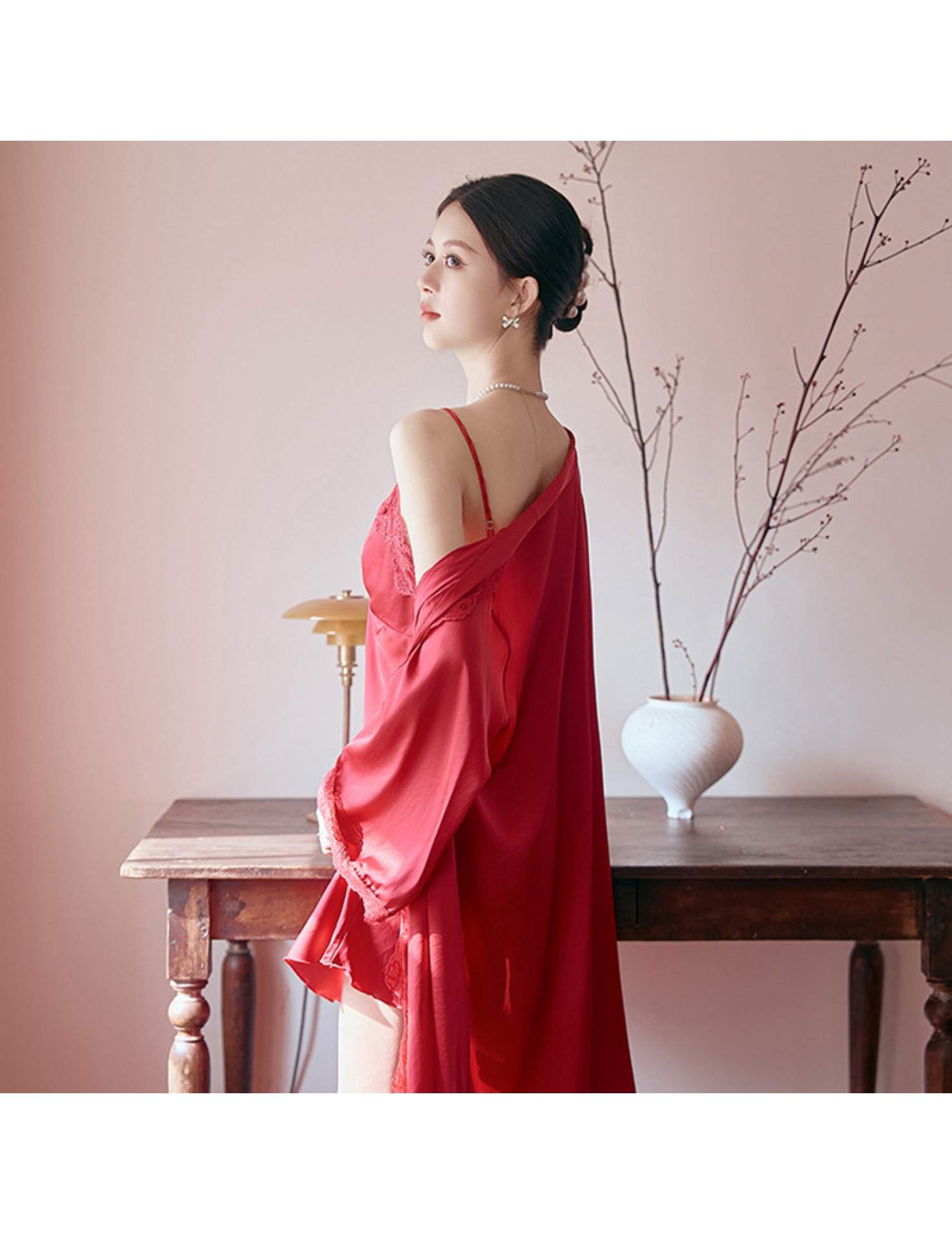 LCLN112100134 春夏季性感吊帶睡裙薄款絲綢睡衣女夏居家絲質睡裙四季可穿