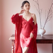 LCLN112100134 春夏季性感吊帶睡裙薄款絲綢睡衣女夏居家絲質睡裙四季可穿