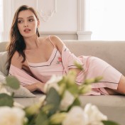 LCLN112100136 中國風刺繡女士性感吊帶睡裙女夏季絲綢吊帶睡袍性感睡袍